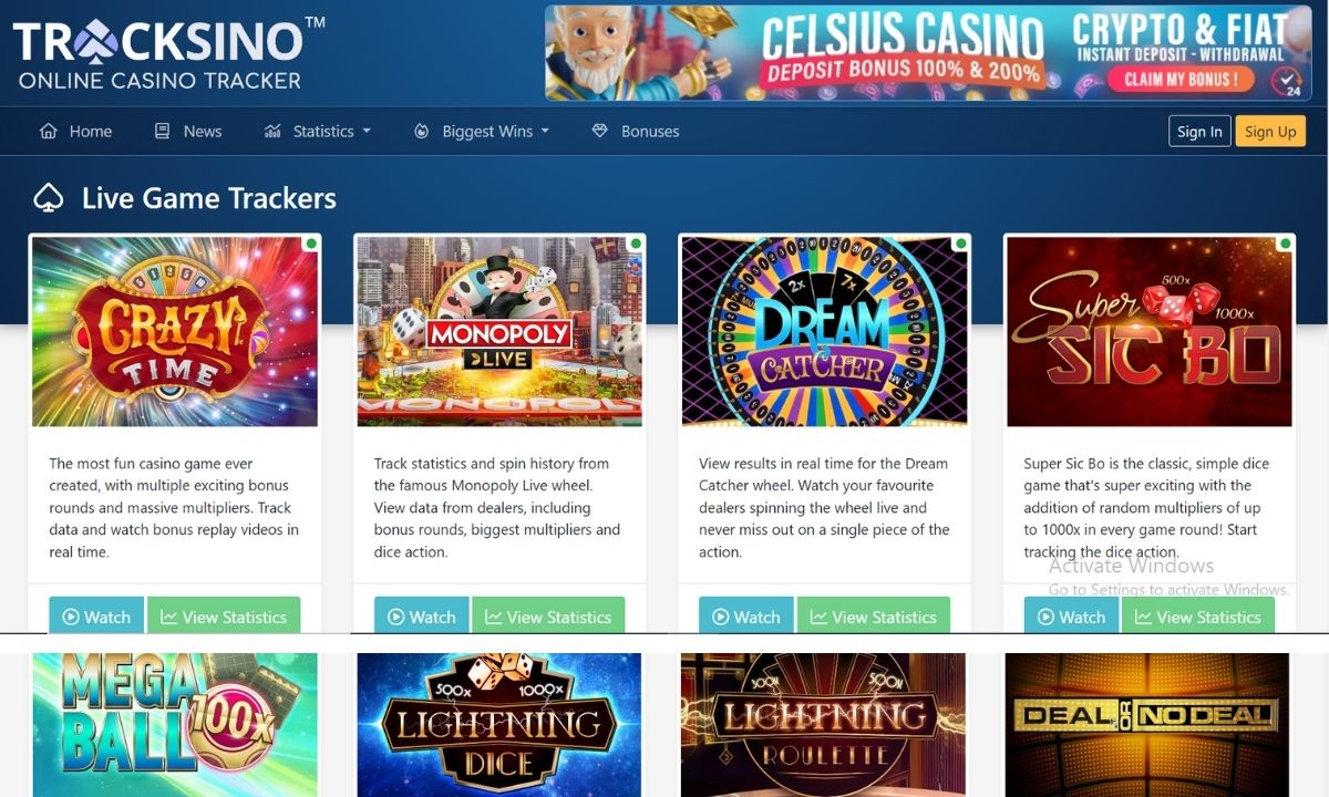 Tracksino | Online Casino Tracker For Live Casino Games